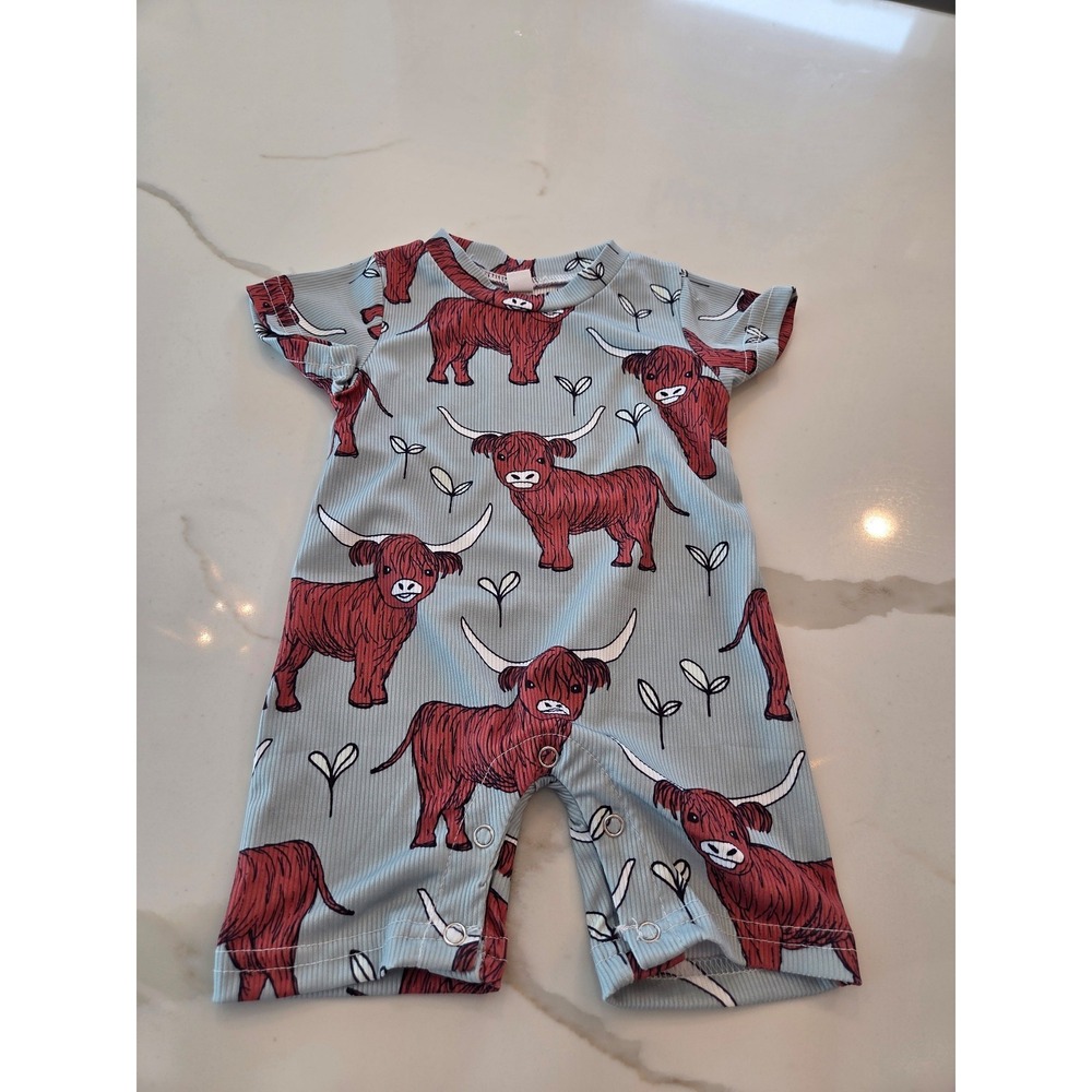 Boutique‎ baby boy buffalo romper 3-6 mos